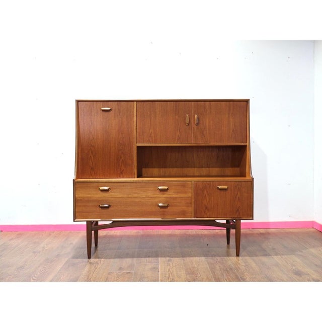 Wood 1960s Mid Century Modern Vintage Teak Tall Credenza Buffet Sideboard in the Style of G Plan Danish Style For Sale - Image 7 of 13