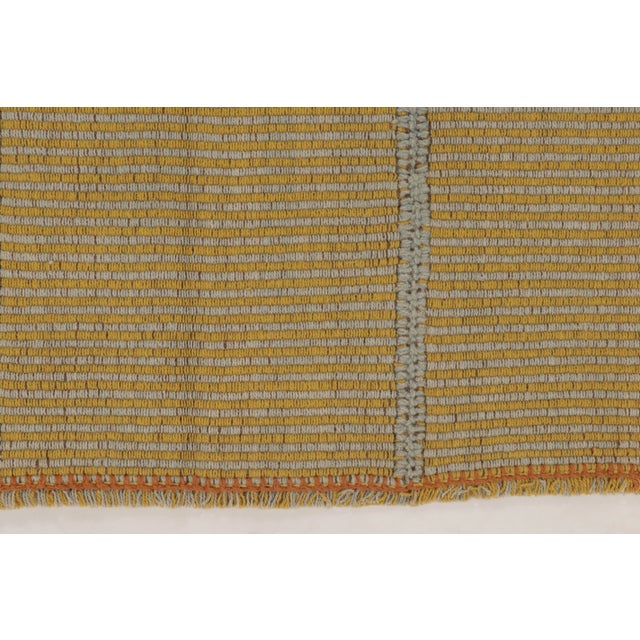Rug & Kilim Rug & Kilim Contemporary Rez Kilim Flatweave Rug With Gold & Gray Striped Design For Sale - Image 4 of 10