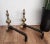Mid-Century Italian Brass and Wrought Iron Andirons, Set of 2 For Sale - Image 6 of 7