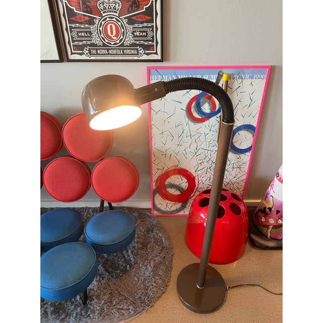 Paint 70s Gooseneck Floor Lamp Lightolier Attributed Atom Design For Sale - Image 7 of 12