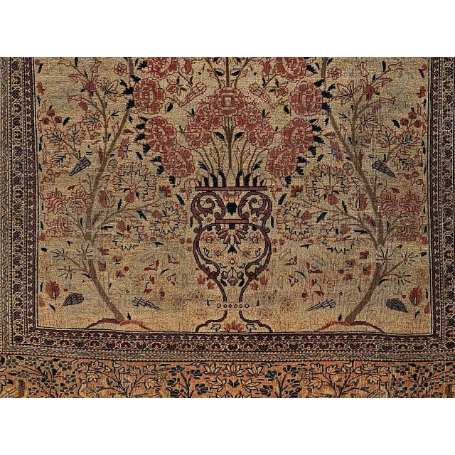 19th Century Persian Kashan, Hand-Knotted Wool, Tree of Life Pattern, Ivory & Brick Red, 5x9 For Sale - Image 12 of 14