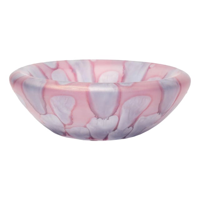 Gallo Glass Purple Pink Satin Glass Bowl For Sale