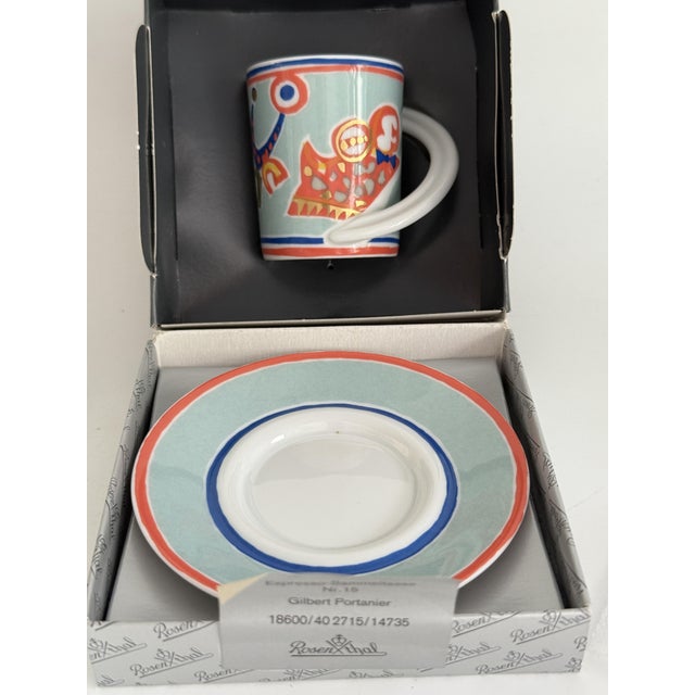 Blue No 15 Espresso Collector's Cup and Saucer by Gilbert Portanier for Rosenthal Studio-Linie, 1990s, Set of 2 For Sale - Image 8 of 8