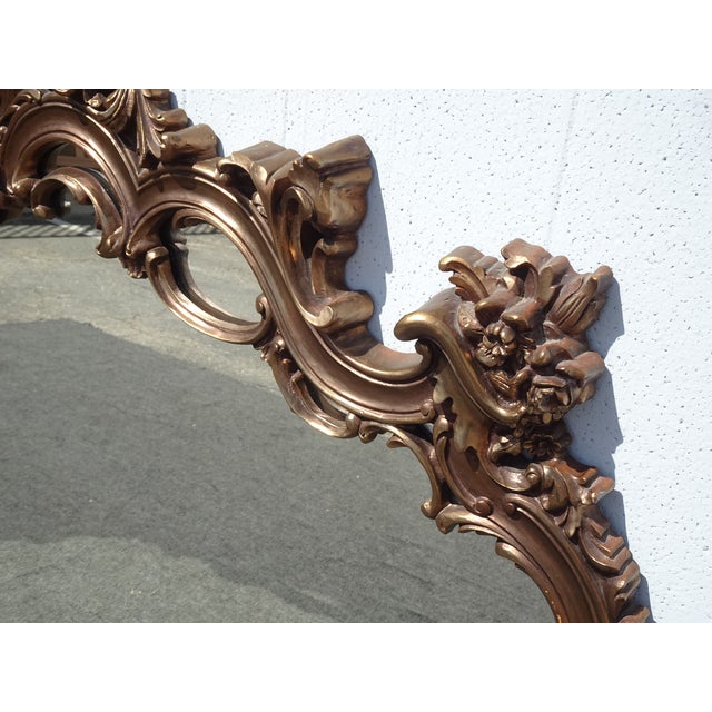Glass Vintage Italian French Rococo Louis XVI Gold Ornate Wall Mantle Mirror For Sale - Image 7 of 17