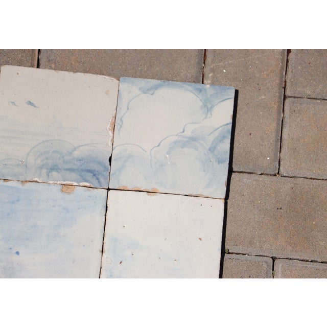 Antique 18th Century Portuguese Tiles Set of Six Featuring Soft Horizon and Cloud Motifs For Sale - Image 4 of 9