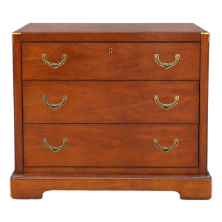 1970s National Mt. Airy Campaign-Style Three-Drawer Chest For Sale