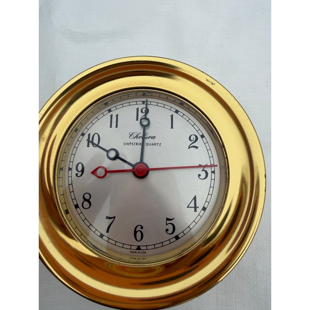 Metal Mid-Century Chelsea Shipstrike Brass Nautical Wall Bell Clock For Sale - Image 7 of 7