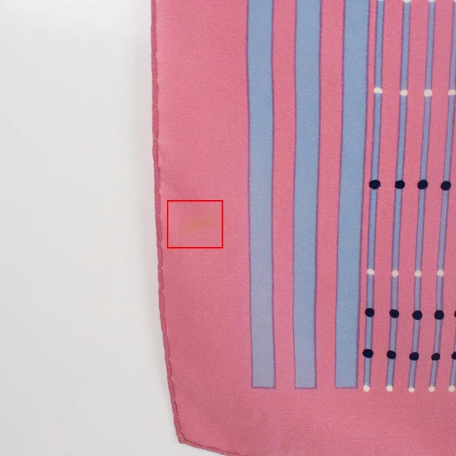 Christian Dior Paris Silk Scarf Geometric Print in Pink and Apricot For Sale In Atlanta - Image 6 of 7