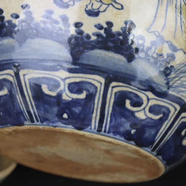 Chinese Vintage Ceramic Pot,Ming Dynasty Jiajing Marked Blue and White Doucai Porcelain Lid Jar Hand Painted Eight Immortals Pattern For Sale - Image 9 of 11