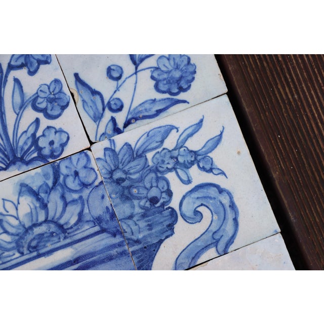 Ceramic Tile Mural Panel Depicting a Baroque Jardinière With Flowers, Portuguese, 18th Century For Sale - Image 7 of 11