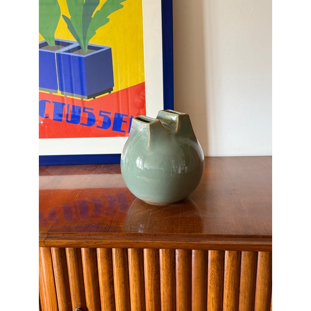Mid-Century Modern Green Spherical Gres Vase, Franco Bucci Italy Ca. 1970 For Sale - Image 10 of 13