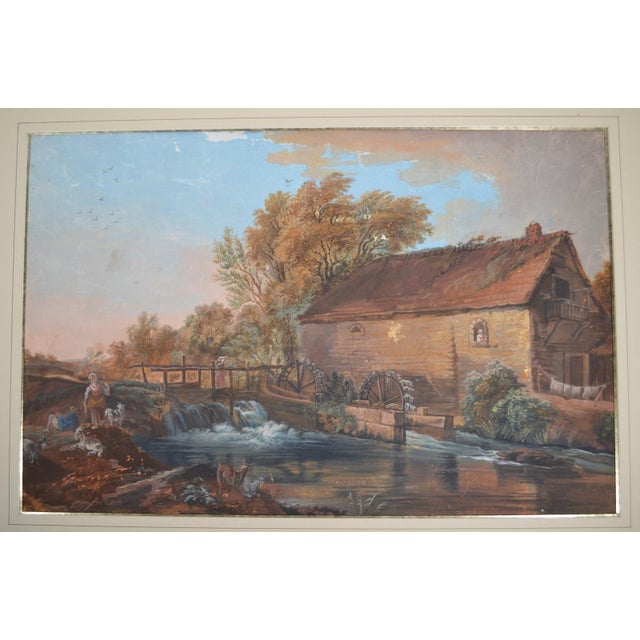 French School from the beginning of the 19th century "Pastoral in a landscape at the mill" Gouache (under mat)....