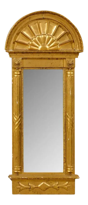 Swedish Gilded Mirror, circa 1820 with Arched Crest and Flanking Half Columns
