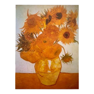 Vincent Van Gogh Vintage 1980's Postimpressionist Offset Lithograph Print Poster " Sunflowers II " 1888