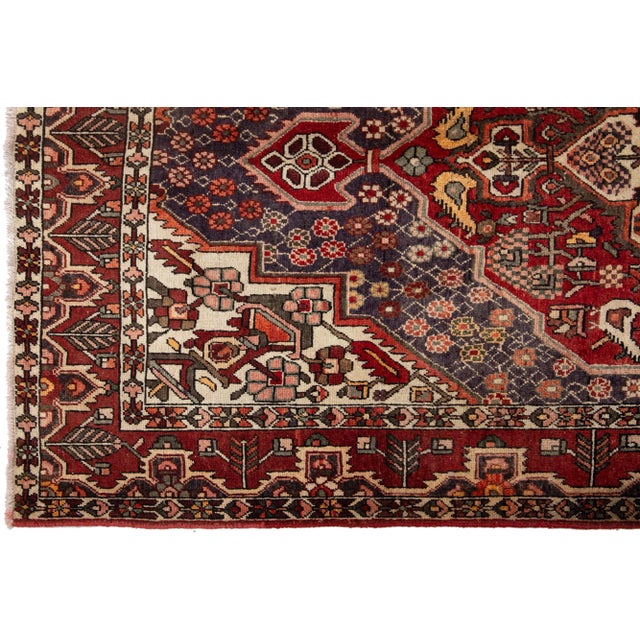 Vintage Persian Bakhtiari Red Wool Rug With Alllover Design For Sale - Image 4 of 8