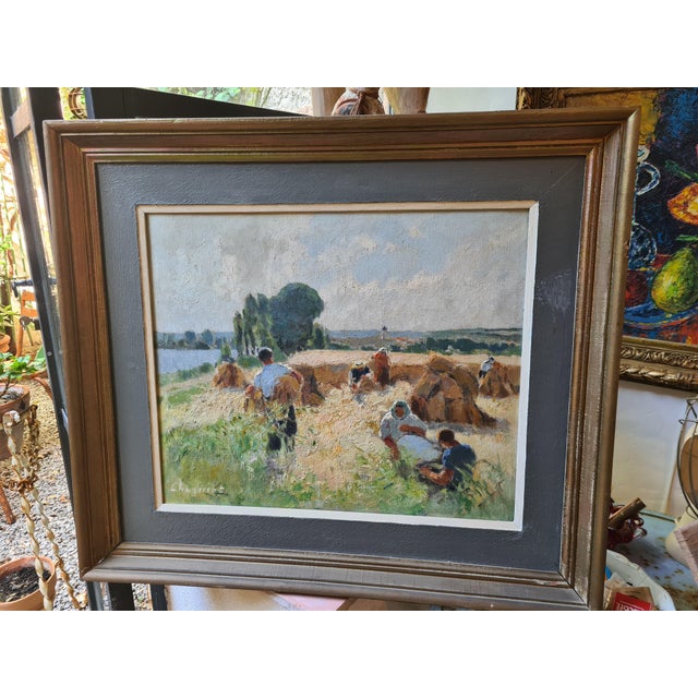 Alfred Jean Chagniot, The Harvest, 1950s, Oil on Canvas For Sale - Image 4 of 6