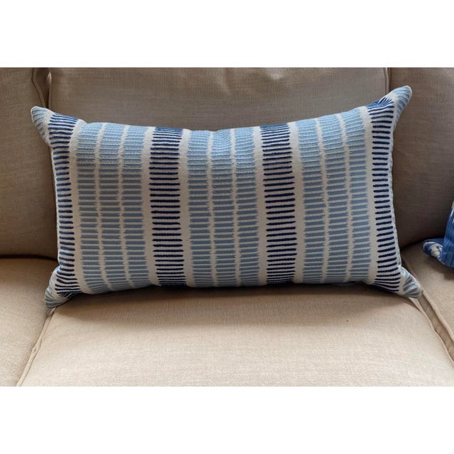 2020s Custom Thibaut Lumbar Pillow Cover in "Topsail" Inside Out Blue Fabric For Sale - Image 5 of 5