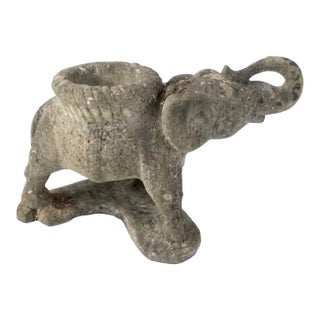Vintage Weathered Cast Stone Elephant Garden Planter For Sale
