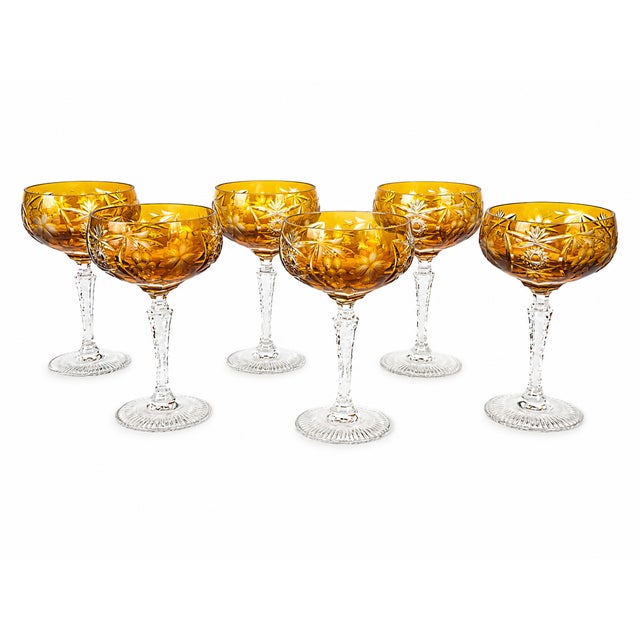 1960s Vintage Cut Amber Crystal Dinner Service by Nachtmann, Germany, 1960s, Set of 24 For Sale - Image 5 of 13