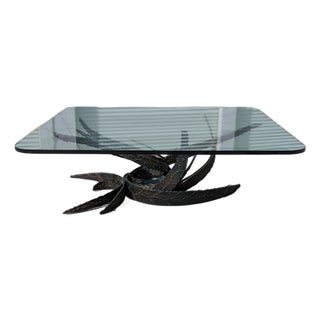 1972 Silas Seandel Brutalist Torch-Cut Coffee Table, Mid-Century, Glass For Sale