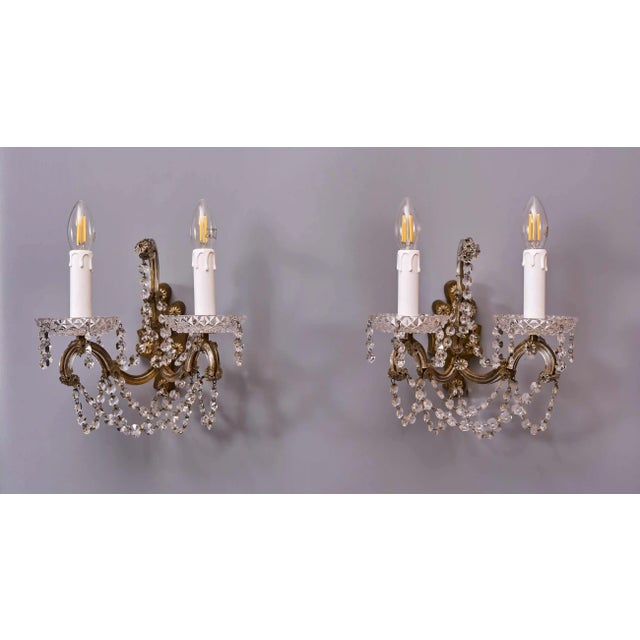 Wall Lamps with Crystal Trimmings, Set of 3 For Sale - Image 12 of 12