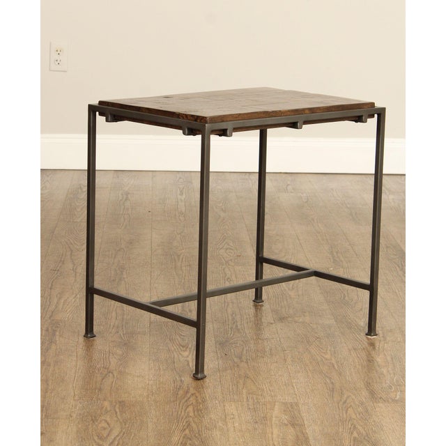 Rustic Industrial Style 'Simien' Iron End Table For Sale - Image 3 of 12