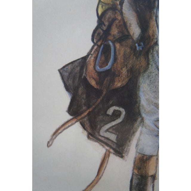 Beige Set of 2 Vintage Henry Koehler Signed Offset Lithographs of Equestrian Jockey Horse Racing For Sale - Image 8 of 13