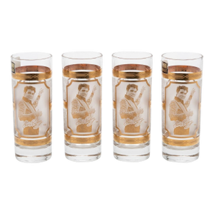 Mid 20th Century Culver “Elvis Presley” 22k Gold Shot Glasses – Graceland Provenance for Palm Beach Regency, Retro Decor - Set of 4 - See Pics!