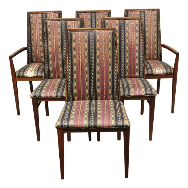 Vintage Mid Century Modern Walnut Dining Room Chairs by Dillingham - Set of 6 For Sale