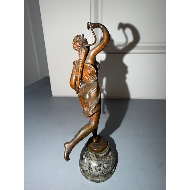 Early 20th Century Antique Diana the Huntress Miniature Bronze Sculpture After Rancoult For Sale - Image 5 of 12