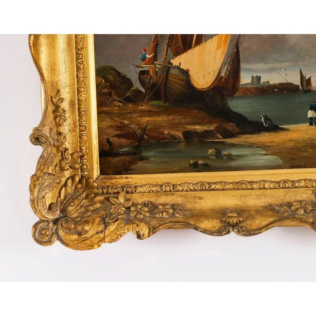 Coastal Scenes, Oil Paintings, 19th Century, Set of 2 For Sale - Image 17 of 18