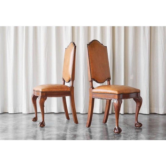 Set of Amsterdam Side Chairs in Patinated Cognac Leather from T Woonhuys, 1930s For Sale - Image 14 of 18