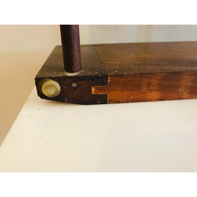 1960s 1960s Danish Modern Walnut Wall Mirror With Doweled Hanging Shelf For Sale - Image 5 of 12