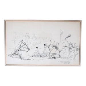 The Perfect Hunt Team 1931 Pen & Ink Drawing by Paul Brown