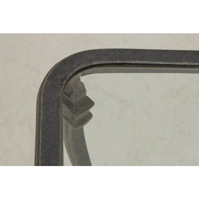 Outdoor Cast Aluminum Glass Top Patio End Table For Sale - Image 12 of 14