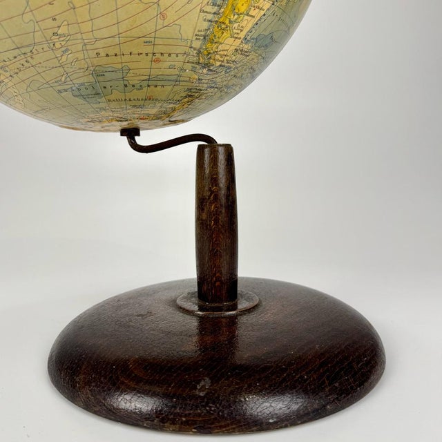 Mid-Century Relief Terrestrial World Globe on Wooden Stand by Prof. Dr. Arthur Krause, Germany, 1950s For Sale - Image 9 of 12