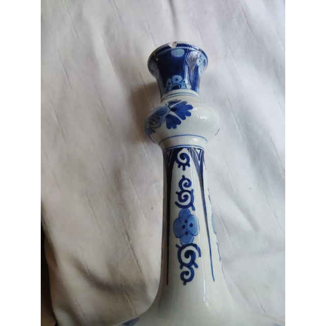 Traditional 1960’s Vintage Delft Vase With Blue Floral Decoration For Sale - Image 3 of 4