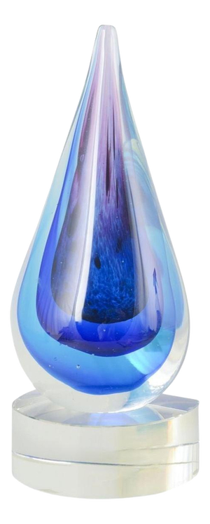 Murano Drop-Shaped Sculpture in Clear and Blue-Violet Art Glass, 1970s