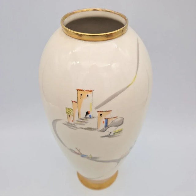 Large Hand-Painted Porcelain Vase from Lindner, 1950s For Sale - Image 4 of 7