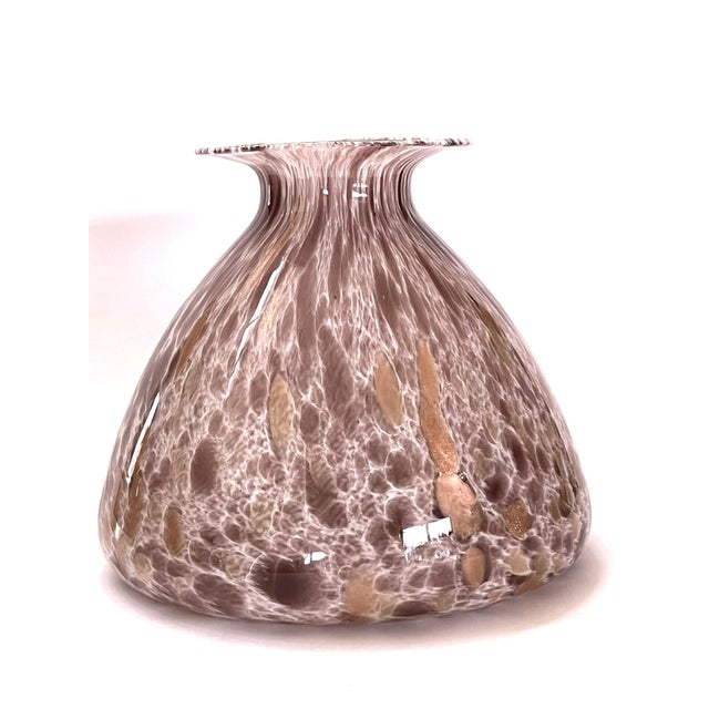 1980s Vintage Murano Style Handblown Pink Glass Bottle Vase For Sale - Image 5 of 17