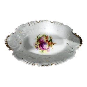 Beautiful Bavarian Vintage Fine Porcelain Lattice Border Octagonal Plate