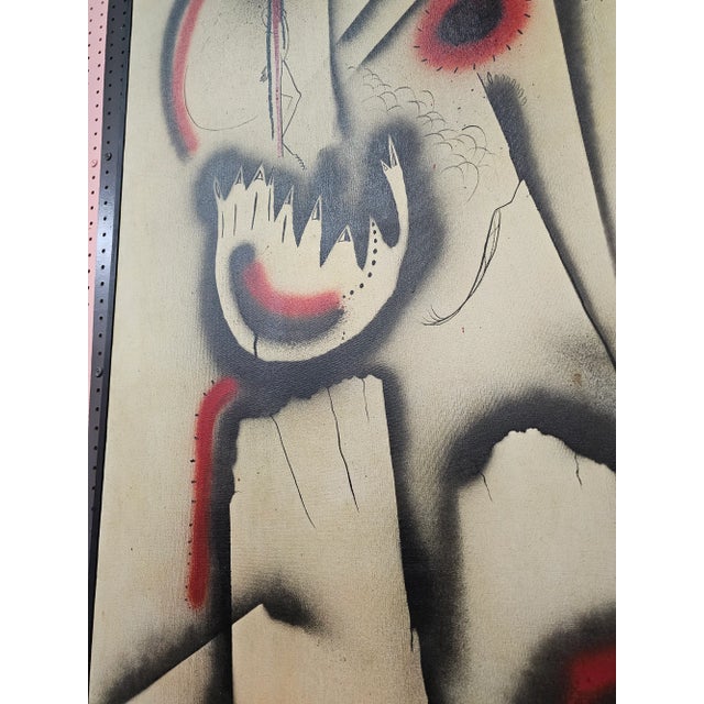 Mid Century Modern Large Abstract Oil on Canvas by Listed Chicago