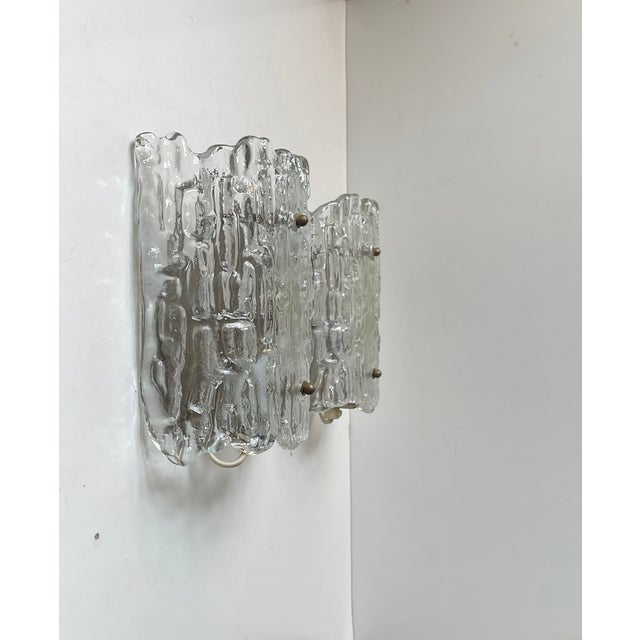 Crystal Ice Glass Wall Sconces by Carl Fagerlund for Orrefors, 1960s, Set of 2 For Sale - Image 8 of 8