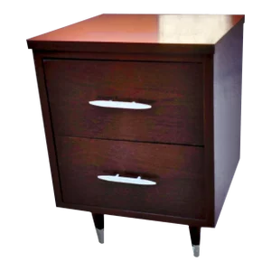Eames Era Sold Wood Two Drawer Desk Cabinet With Pegged Capped Peg Legs