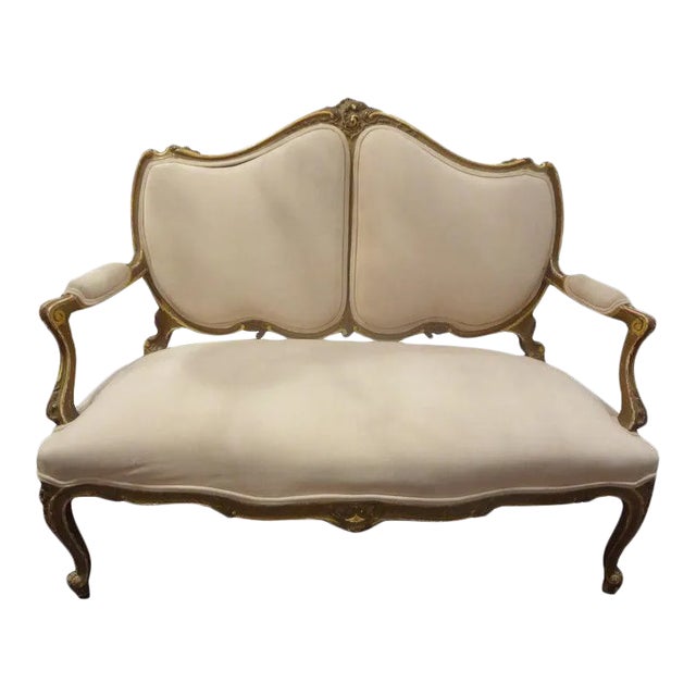 Late 19th Century Italian Louis XV Style Giltwood Loveseat For Sale