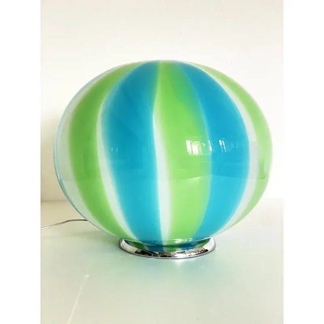 Blue and Green Sphere Table Lamp in Murano Glass by Simoeng For Sale - Image 9 of 9