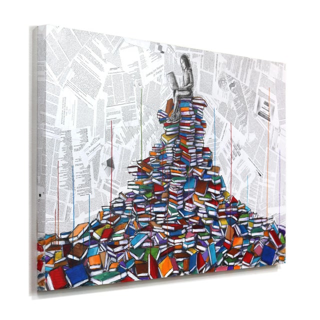 Relativity of Knowledge - Vibrant Colorful Mixed Media Surrealist Figurative Original Artwork by Robert Lebsack For Sale In Los Angeles - Image 6 of 9