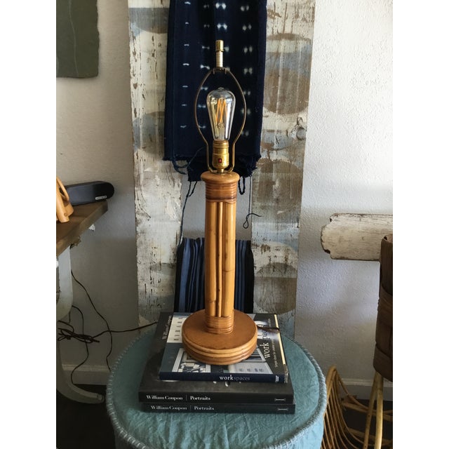 Mid Century Rattan Table Lamp For Sale - Image 12 of 13