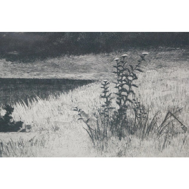 Antique John Octavius Anderson Signed Riverscape With Dock Etching 28" For Sale - Image 12 of 12