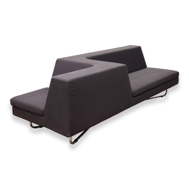 A pair of Victory left and right hand sofas by Cory Grosser for Frighetto. A fabulous pair of unique sofas featuring a...